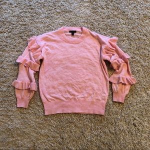 J. Crew pink ruffle sweater